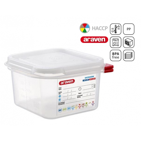Bac GN 1/6 en polypropylène avec couvercle 176x162 mm