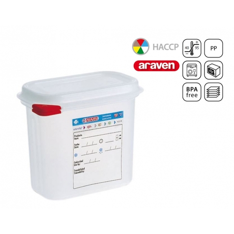 Bac GN 1/9 en polypropylène avec couvercle 176x108 mm