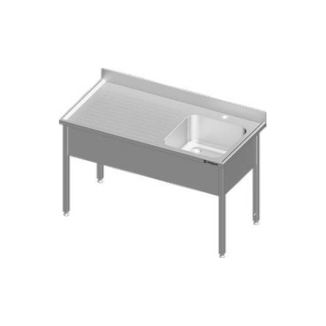 Plonge adossée en inox avec un évier