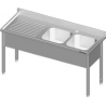 Plonge adossée en inox avec deux éviers