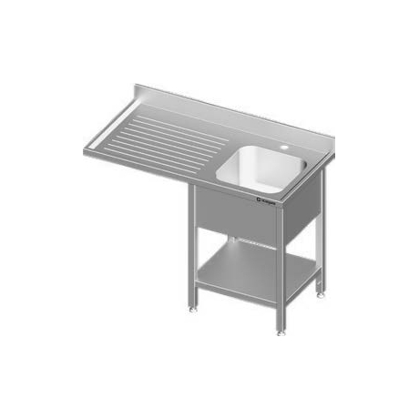 Plonge adossée en inox avec un évier et espace pour lave-vaisselle