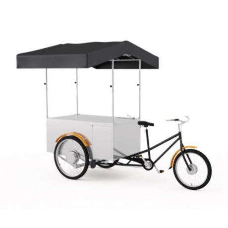Triporteur Foodtruck avec coffre à l'arrière finition inox