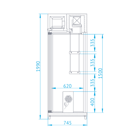 Chambre froide fleuriste de 0,98 m3 d'exposition