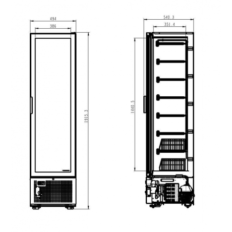 Congélateur porte vitrée 382 L