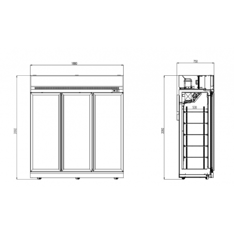 Congélateur vitré 3 portes 1480 L