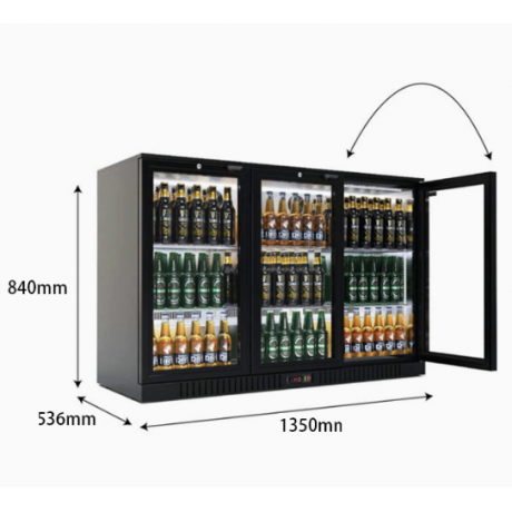 Arrière-bar positif H.850 3 p. vitrées battantes