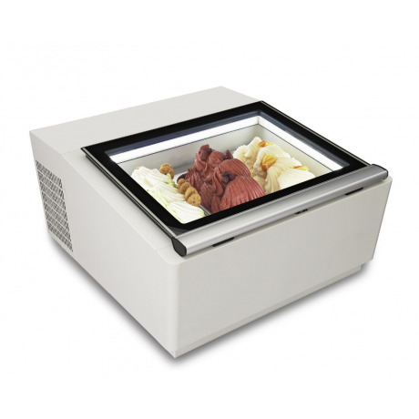 VITRINE À CREME GLACÉE BLANCHE  OUVERTURE CÔTÉ VENDEUR