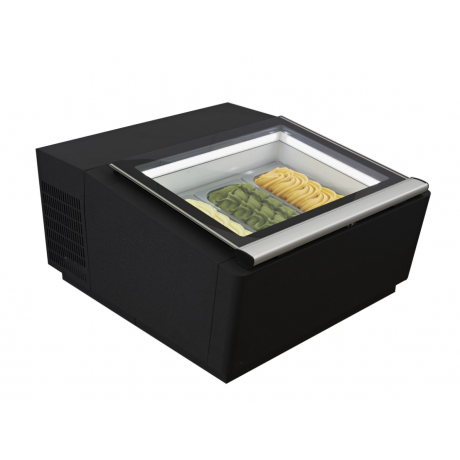 VITRINE À CREME GLACÉE NOIRE OUVERTURE CÔTÉ VENDEUR