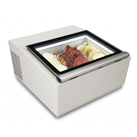 VITRINE À CREME GLACÉE BLANCHE  OUVERTURE CÔTÉ CLIENT