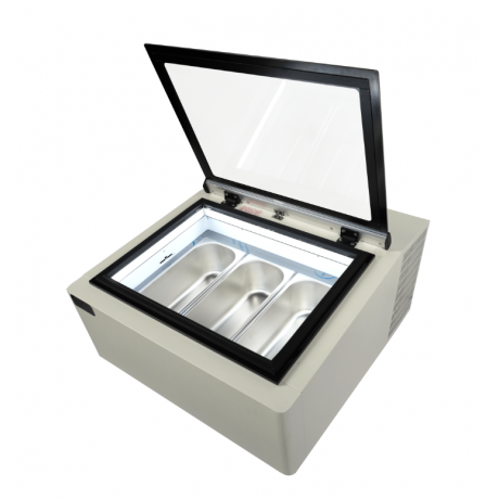 VITRINE À CREME GLACÉE BLANCHE  OUVERTURE CÔTÉ CLIENT