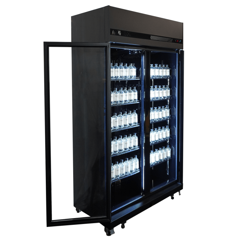 Réfrigérateur 2 portes vitrées noir 770L