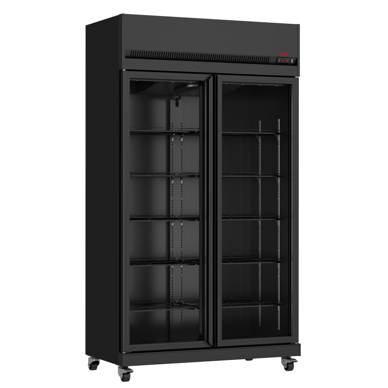 VITRINE REFRIGEREE, 1/10°C A 32°C 65% HR, GROUPE  - LOGE SUR LE DESSUS, 2 PORTES VITREES, CARROSSERIE