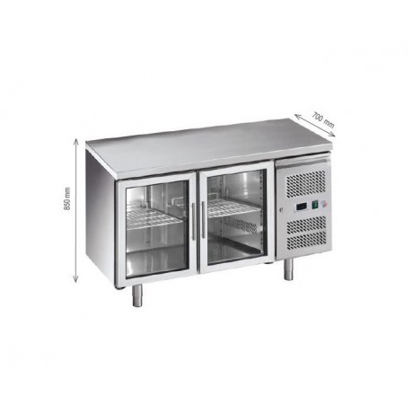 Desserte réfrigérée Positive avec Dosseret 2 Portes Pleines