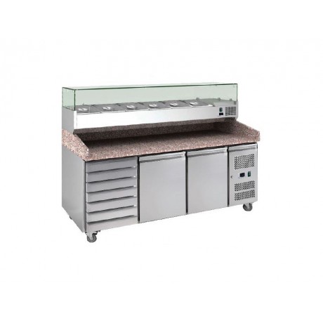 Meuble préparation Pizza Granit 2 Portes et 7 tiroirs : 3 405,60 € HT | Colddistribution