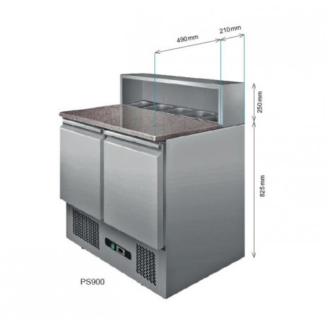 Table à pizza 2 Portes avec insert pour Bacs Gastronormes